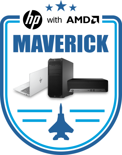 HP with AMD Maverick Program logo